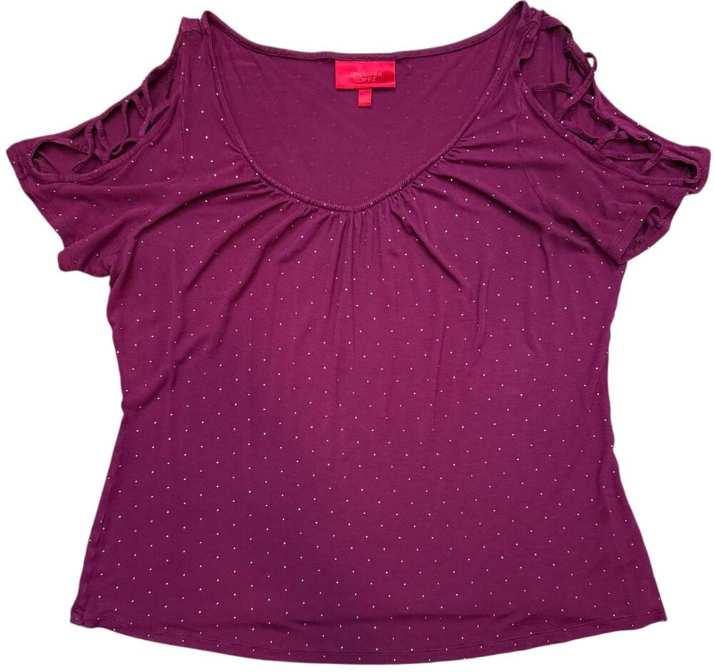 Jennifer Lopez Studded Top Raspberry Pink Large